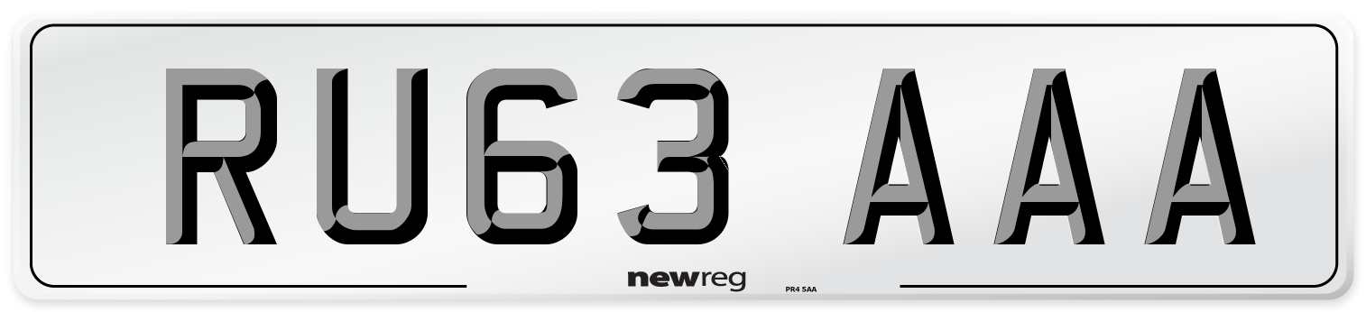 RU63 AAA Number Plate from New Reg
